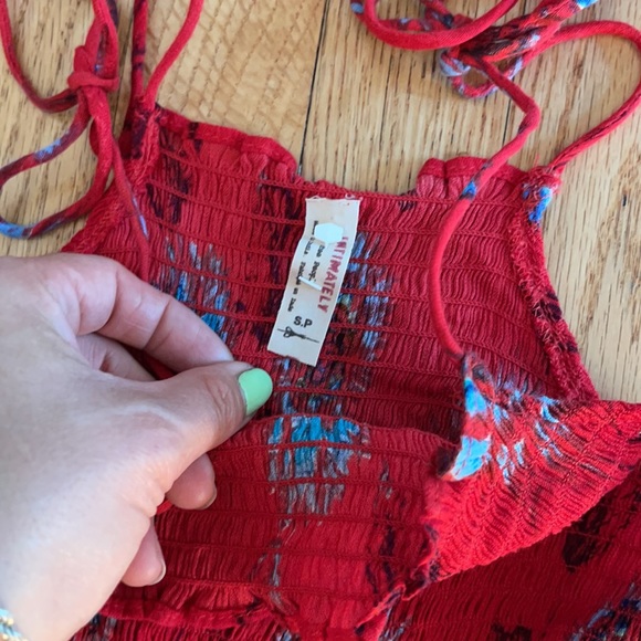 Free people garden party maxi dress red combo sz S - Picture 10 of 10